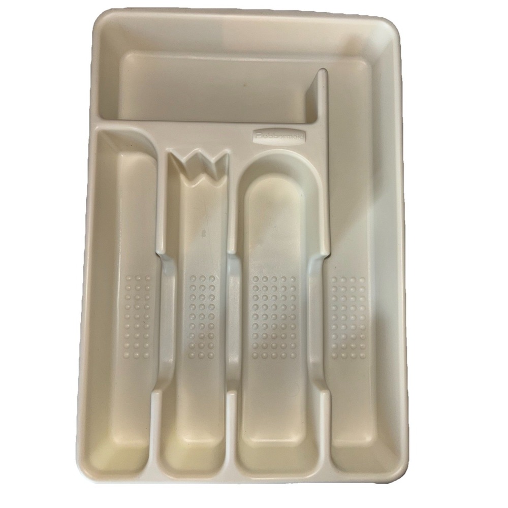 Vintage‎ Rubbermaid Silverware Organizer Tray Flatware Almond Cutlery Retro 2919